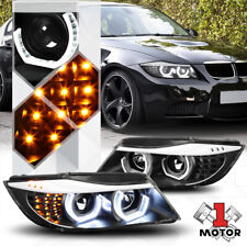 Black Dual[3D LED HALO]Projector Headlight LED Signal for 06-08 BMW E90 3-Series picture