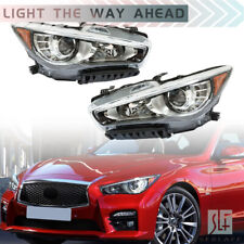 For 2014-17 Infiniti Q50 LED Headlight w/o AFS Chrome Clear Lens Right+Left Side picture