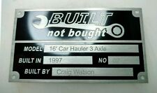 BUILT NOT BOUGHT CUSTOM ENGRAVED CUSTOM HOT ROD DATA INFORMATION PLATE  picture