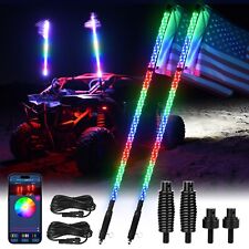 MICTUNING 2PC 4FT W1 LED Whip Light Spiral Antenna App for Polaris RZR CanAm UTV picture