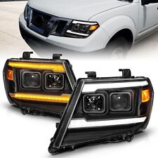 Fits NISSAN FRONTIER 09-20 PROJECTOR LIGHT BAR STYLE HEADLIGHTS BLACK DRL 111597 picture