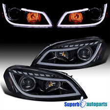 Fits 2006-2013 Chevy Impala Black Smoke Projector Headlights LED Bar L+R 06-13 picture