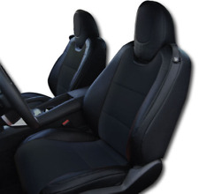 FOR 2010-2015 CHEVY CAMARO BLACK IGGEE S.LEATHER CUSTOM FIT 2 FRONT SEAT COVERS picture