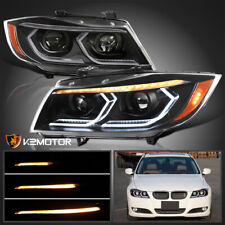 Fits Black 2006-2011 BMW E90/91 325i 328i Sedan Dual Projector Headlights 3D LED picture
