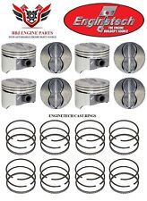 Chevy Chevrolet 350 Sbc V8 Enginetech Flat Top Pistons And Cast Piston Rings  picture