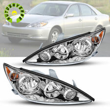Headlights Assembly for 2005-2006 Toyota Camry Sedan Chrome Amber Headlamp 05-06 picture
