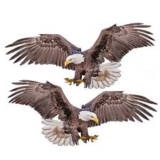 2 Pack Brown Soaring BALD EAGLE USA DECAL STICKER TRUCK VEHICLE WINDOW Realistic picture