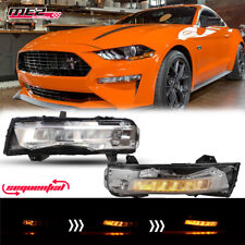 For 2018-2022 Ford Mustang LED Fog Lights Turn DRL w/Sequential Turn Signal Pair picture