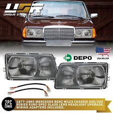 DEPO Euro Glass Headlight + Wiring Adapter for 1977-1985 Mercedes W123 200 / 300 picture
