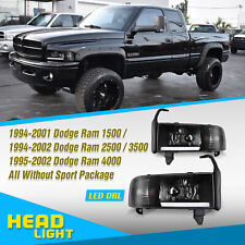 LED DRL Bar Headlights for 1994-2002 Dodge Ram 1500 2500 3500 Front Lamps Black picture