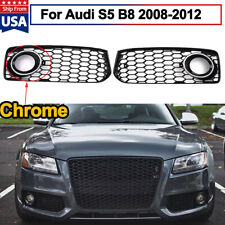 Honeycomb RS5 Style Fog Light Grille Chrome Ring for Audi S5 B8 Coupe 2008-2012 picture