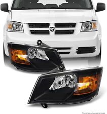 2008-2010 Dodge Grand Caravan Black Housing Headlights Headlamp 08-10 Left+Right picture