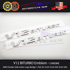 V12 BITURBO Fender AMG Emblem Chrome Logo Badge Mercedes OEM CL65 S63 S65 G65 picture