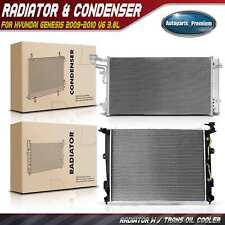 2x Radiator & AC Condenser Cooling Kit for Hyundai Genesis 2009-2010 V6 3.8L picture