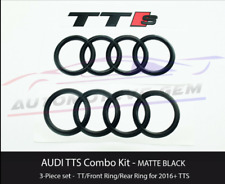 For AUDI TTS Hood Trunk Ring Emblem MATTE BLACK S Line quattro Logo Badge Kit 20 picture