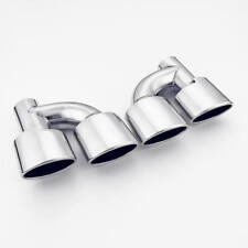Offset Pipe Design Dual Oval Out 2 1/4 inch Inlet Exhaust Tips Stainless Steel picture