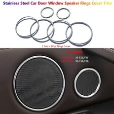 6Pcs Stainless Car Interior Door Speaker Rings Cover Trim For BMW X5 X6 F15 F16 picture