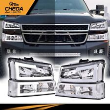 FIT FOR 2003-07 CHEVY SILVERADO 1500 LED DRL HEADLIGHT BUMPER LAMPS CHROME picture