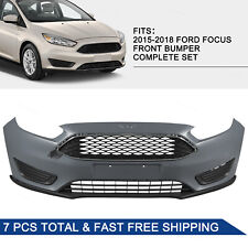 Fits 15 16-18 Ford Focus 7pcs Front Bumper Cover w/o Sensor w/Upper Lower Grille picture