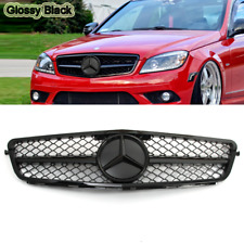 AMG Style Grill w/3D Emblem Gloss Black For 2008-2014 Mercedes Benz W204 C-Class picture