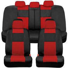 BDK Two-Tone PU Leather Car Seat Covers Full Set Front & Rear - Black & Red picture