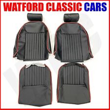 Triumph Spitfire & GT6 Seat Covers 1 Pair Black / Red Vinyl with Headrest Covers picture