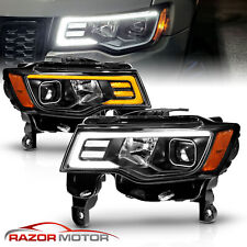For 2017-2022 Jeep Grand Cherokee Black Projector switchback headlights picture