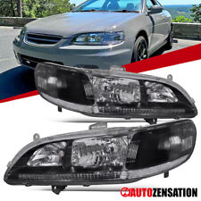 Fit 1998-2002 Honda Accord Coupe Sedan Black Headlights Lamps Left+Right 98-02 picture