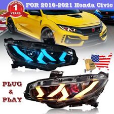 LED Head light Fit For 2016-2021 Honda Civic Black Head lamp Sequential Assembly picture