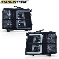LED DRL Tube Headlights Black/Smoked Fit For 2007-2013 Chevy Silverado picture