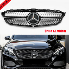 Chrome Black Diamonds Style Grille For Mercedes Benz W205 C300 C350 2015-2018 picture