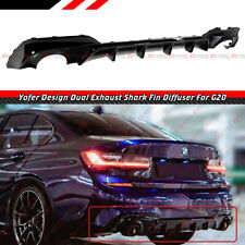 FOR 19-22 BMW G20 3 SERIES M SPORT YOFER GLOSS BLACK DUAL EXHAUST REAR DIFFUSER picture
