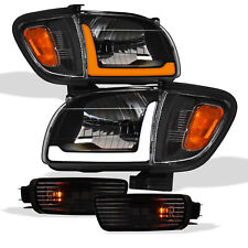 Topline For 01-04 Tacoma Switchback Sequential LED Headlights+Corner+Bumper Blk picture