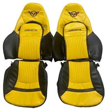 Corvette C5 Sports Synthetic Leather Seat Covers In Yellow & Black (1997-2004) picture