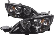 Black 2004-2009 For Mazda 3 Hatchback Headlights Halogen Projector Headlamps Set picture