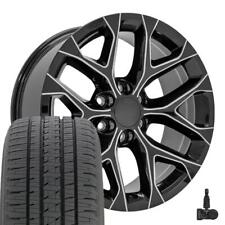 20 in Milled Black Snowflake Rims Bridgestone Tire TPMS Set Fits Sierra Yukon picture