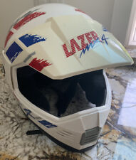 LAZER MX4 Red Blue Motorcycle Cross Helmet VINTAGE SIZE M 7-7 1/8 Gently Used picture