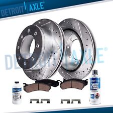 DRW 325mm Rear Drilled Slotted Rotor + Brake Pads for Sierra Silverado 3500 HD picture