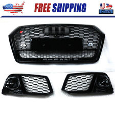 For Audi Q5 SQ5 2018 2019 RSQ5 Front Honeycomb Mesh Grill + Fog Lamp Grilles  picture