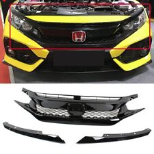 Fits for 16-18 Honda Civic Glossy Black FK8 TYPE-R Style Front Hood Mesh Grille picture