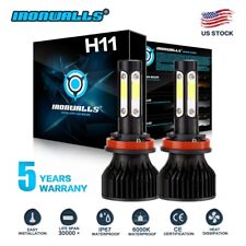IRONWALLS H11 LED Headlight Kit Low Beam Bulbs 2400W 360000LM 6000K White Bright picture