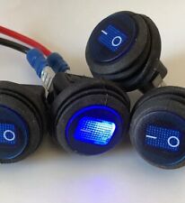 3 pcs Blue LED 12V 20A Car Boat ON/OFF Round Waterproof Rocker Toggle Switch US picture