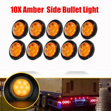 10X Amber 2 inch 7-LED Round Truck Trailer Side Marker Clearance Light w/Grommet picture