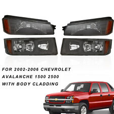 Black Headlight Assembly For 02-06 Chevy Avalanche w/ Body Cladding Clear Lens picture