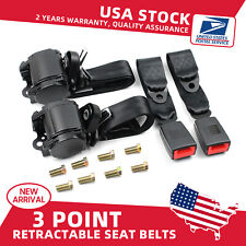 2Pcs Universal Retractable 3 Point Seat Belt Car Vehicle Safety Belt Harness Set picture