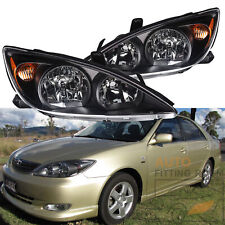 For 2002-04 Toyota Camry Pair Amber Corner Black Headlights Headlamps Assembly picture