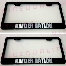 2X Raider Nation Stainless Steel Black Finished License Plate Frame picture