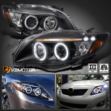 Black Fits 2009-2010 Toyota Corolla LED Halo Projector Headlights Lamp L+R 09-10 picture