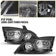 Black Fits 2005-2007 Ford Focus Headlights Lamps Replacement Left+Right 05-07 picture