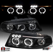 Fit 1999-2001 Audi A4/S4 Dual Halo LED Projector Headlights Head Lamp Black Pair picture